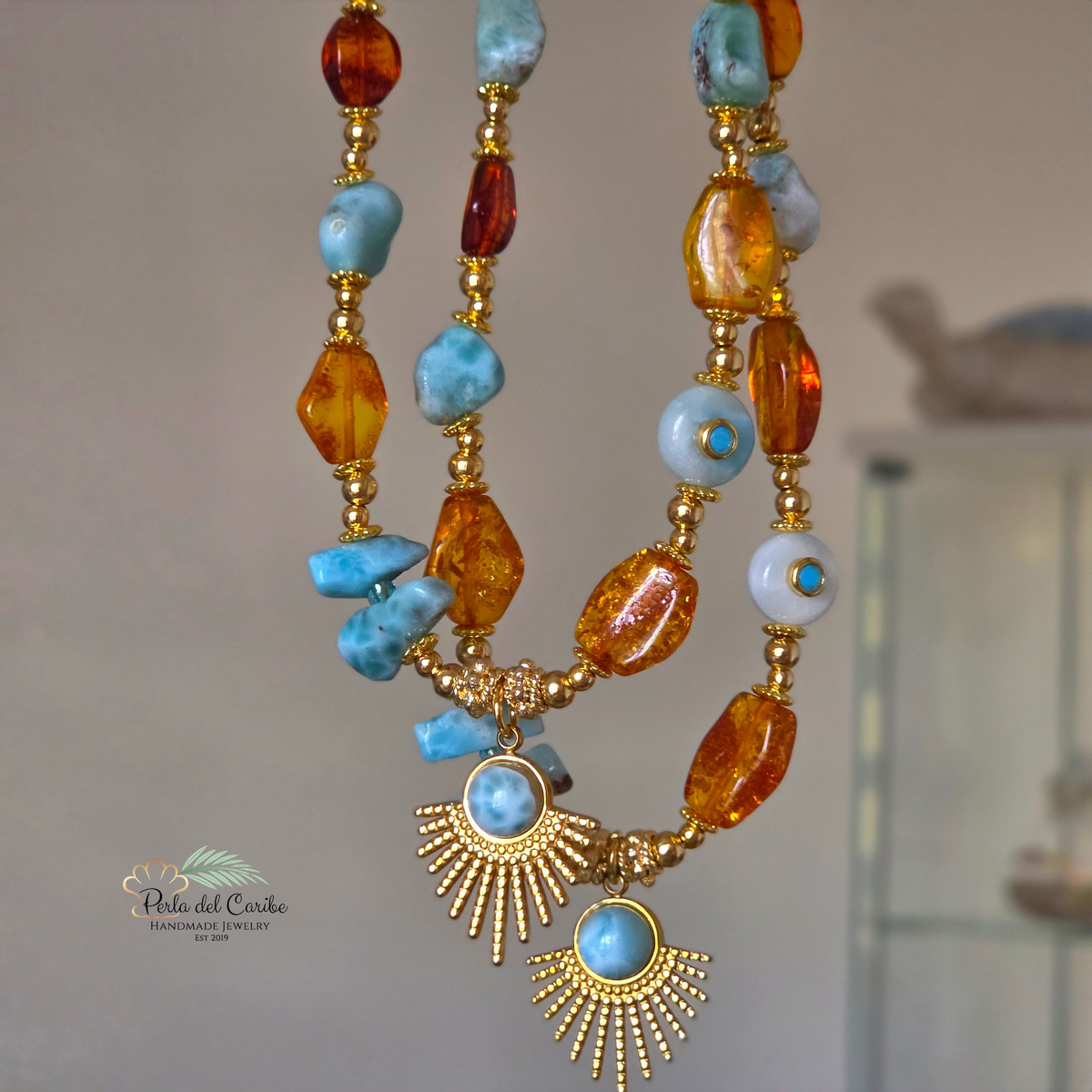 Larimar & Amber Necklace