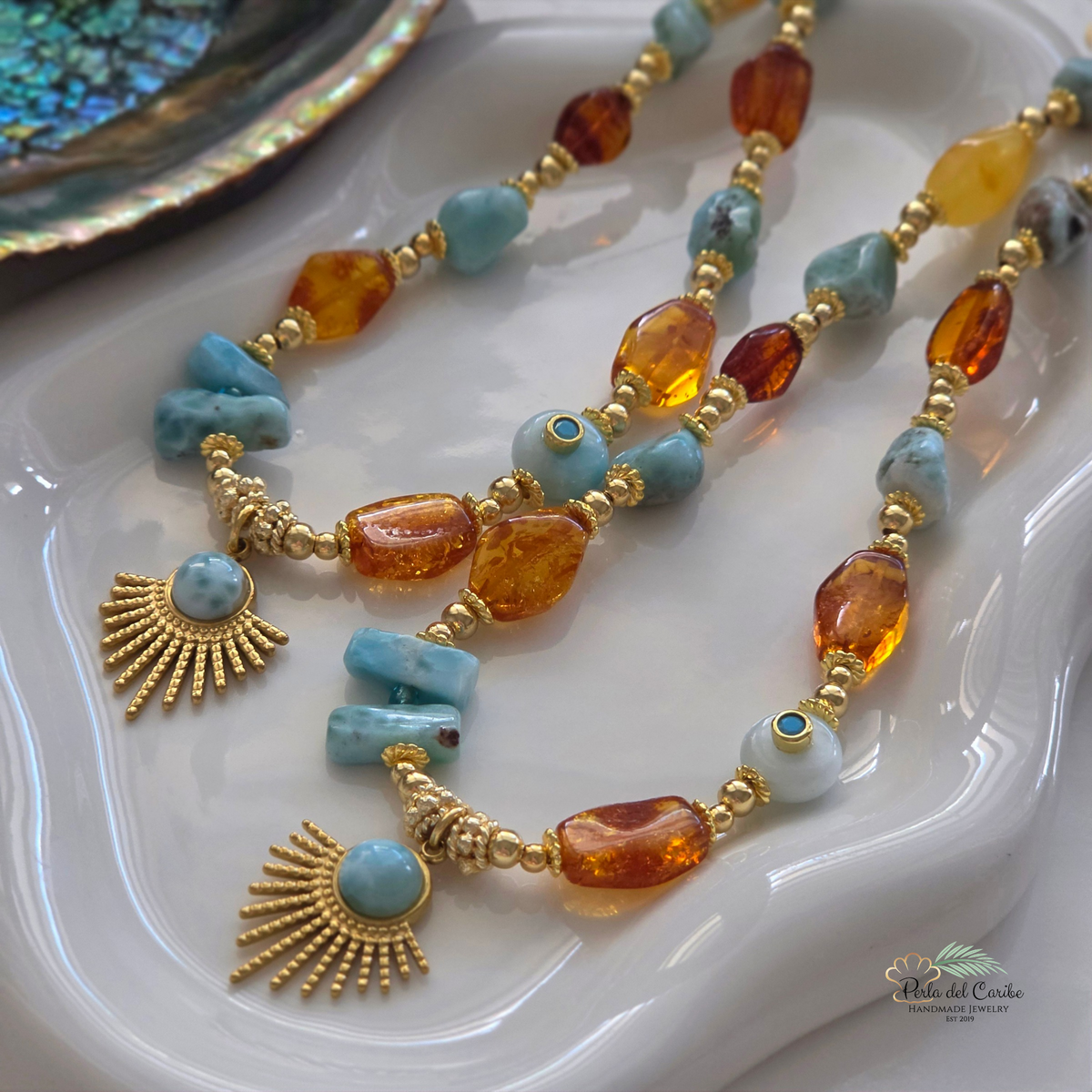 Larimar & Amber Necklace