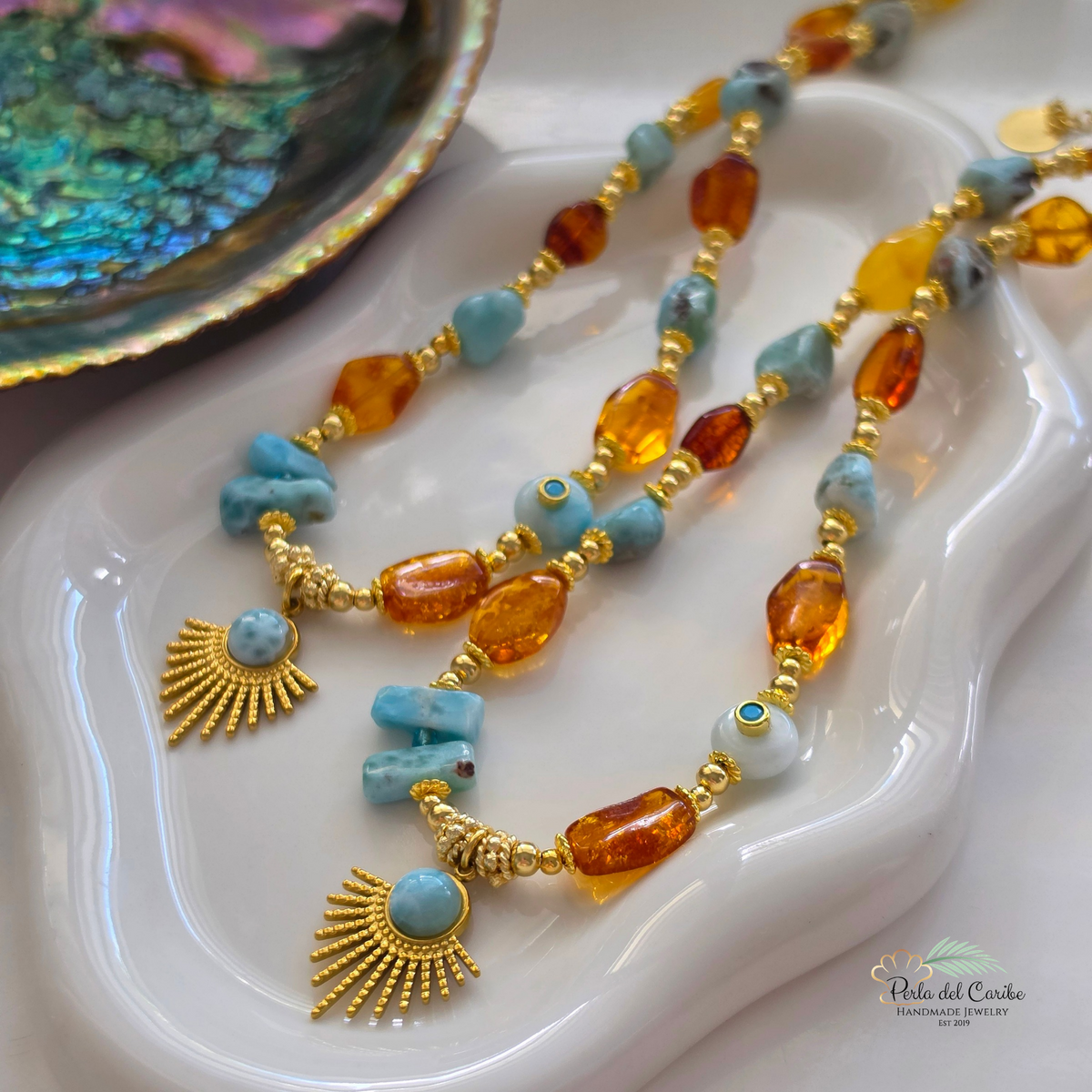 Larimar & Amber Necklace