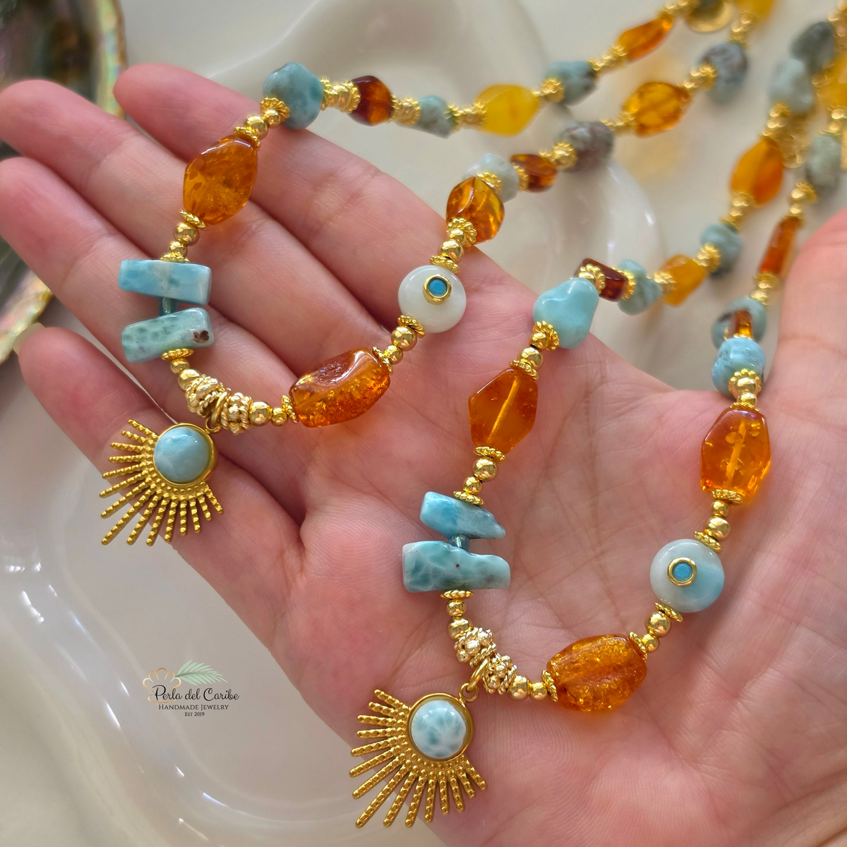 Larimar & Amber Necklace