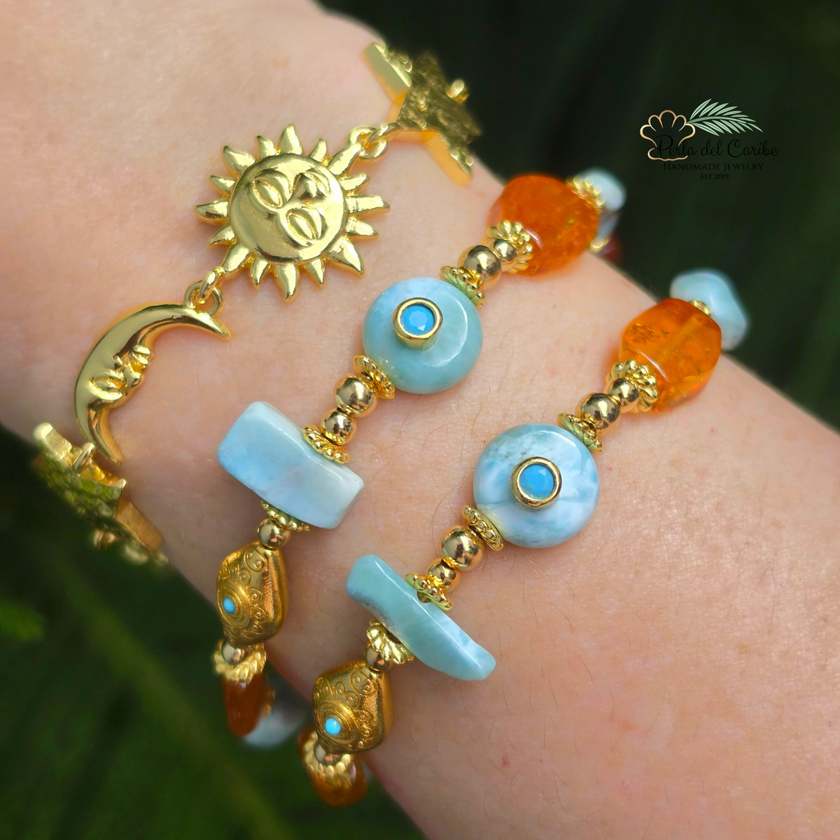 Larimar & Amber Bracelet