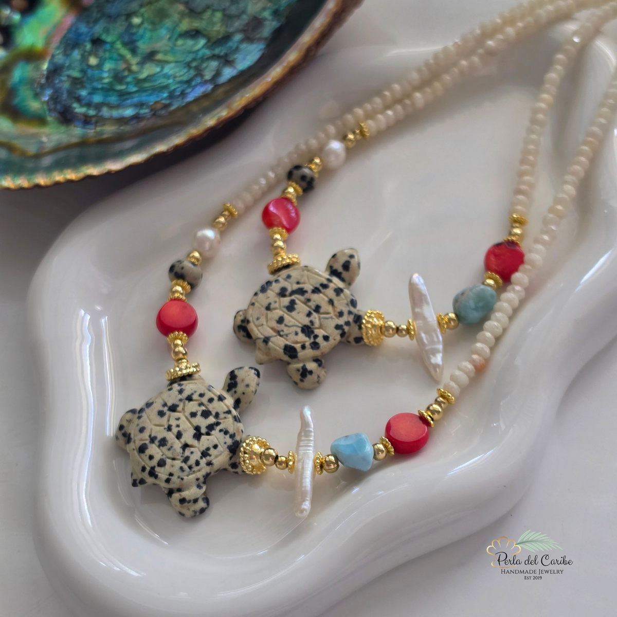 Dalmatian Turtle Necklace