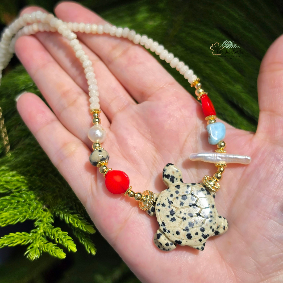 Dalmatian Turtle Necklace