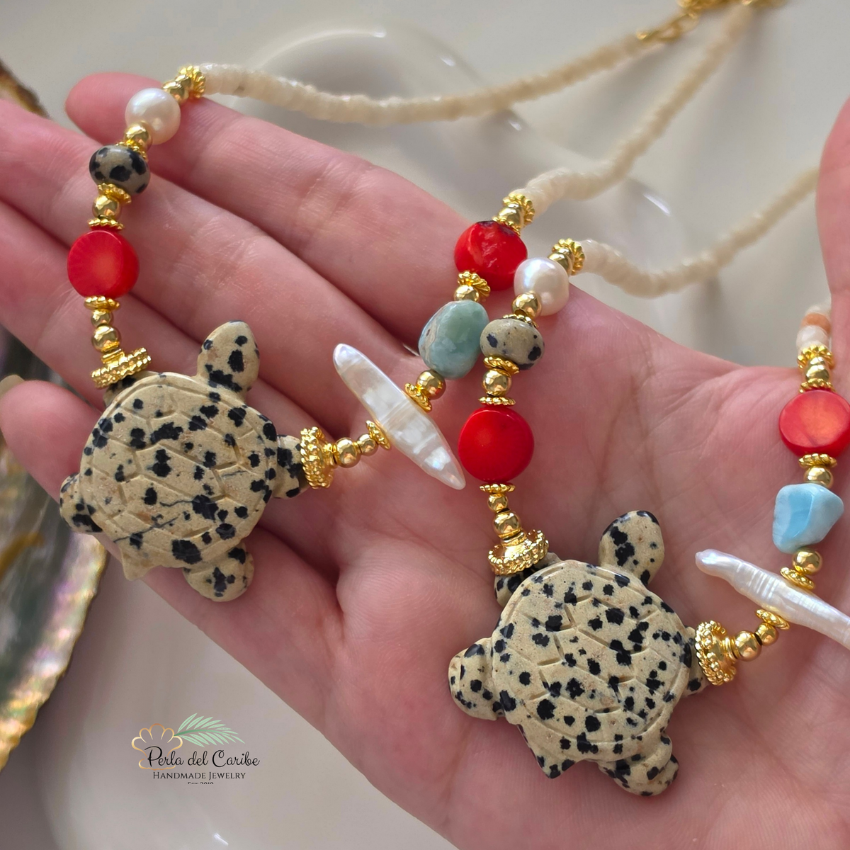 Dalmatian Turtle Necklace