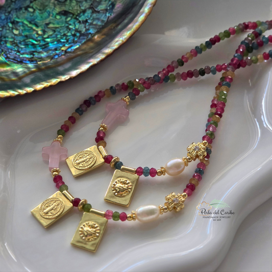 San Benito/ Sagrado Corazón Scapular Necklace
