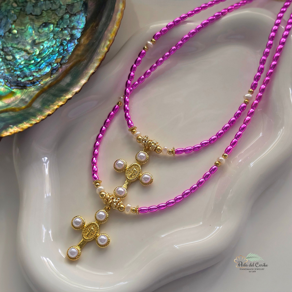 San Benito Pearl Cross Necklace