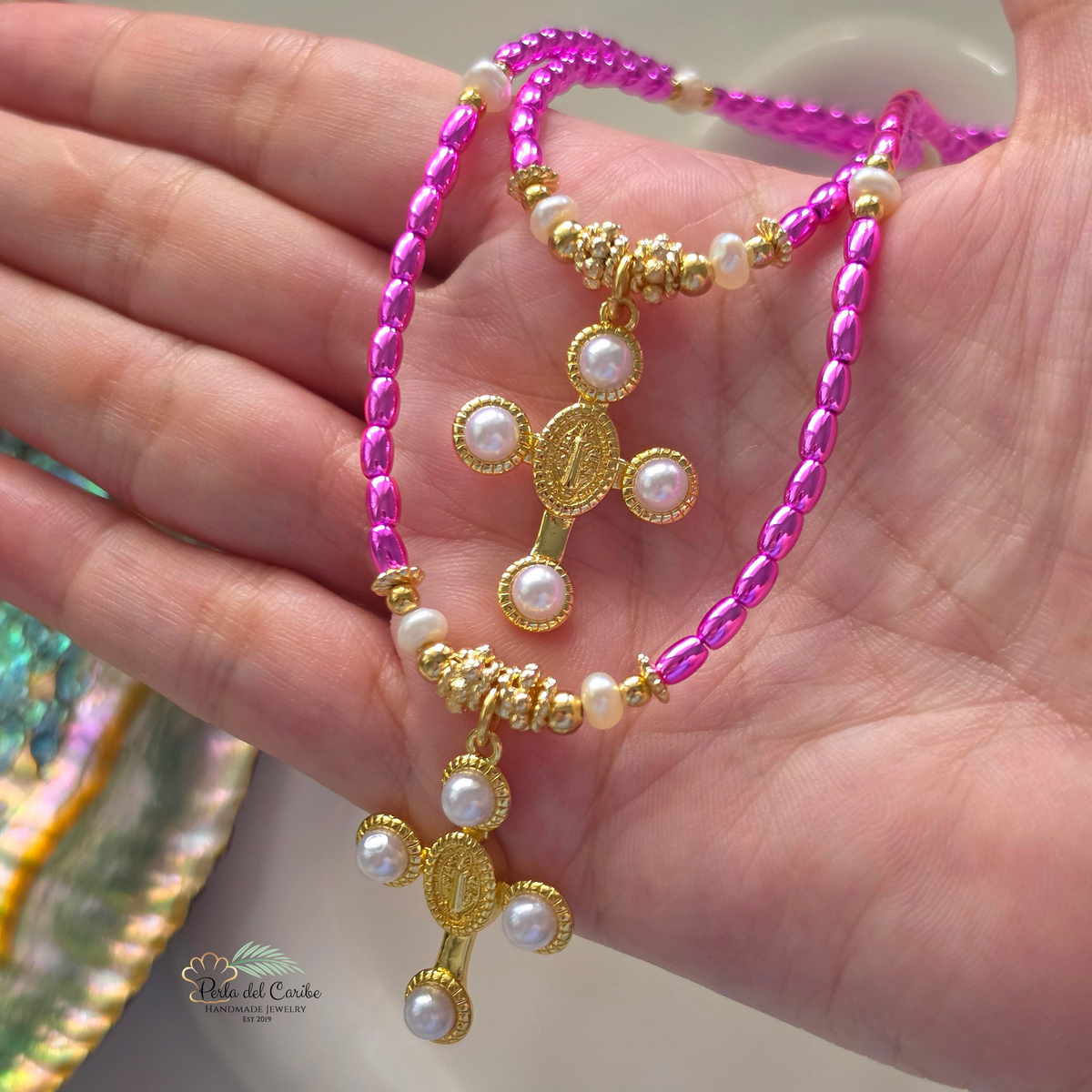 San Benito Pearl Cross Necklace