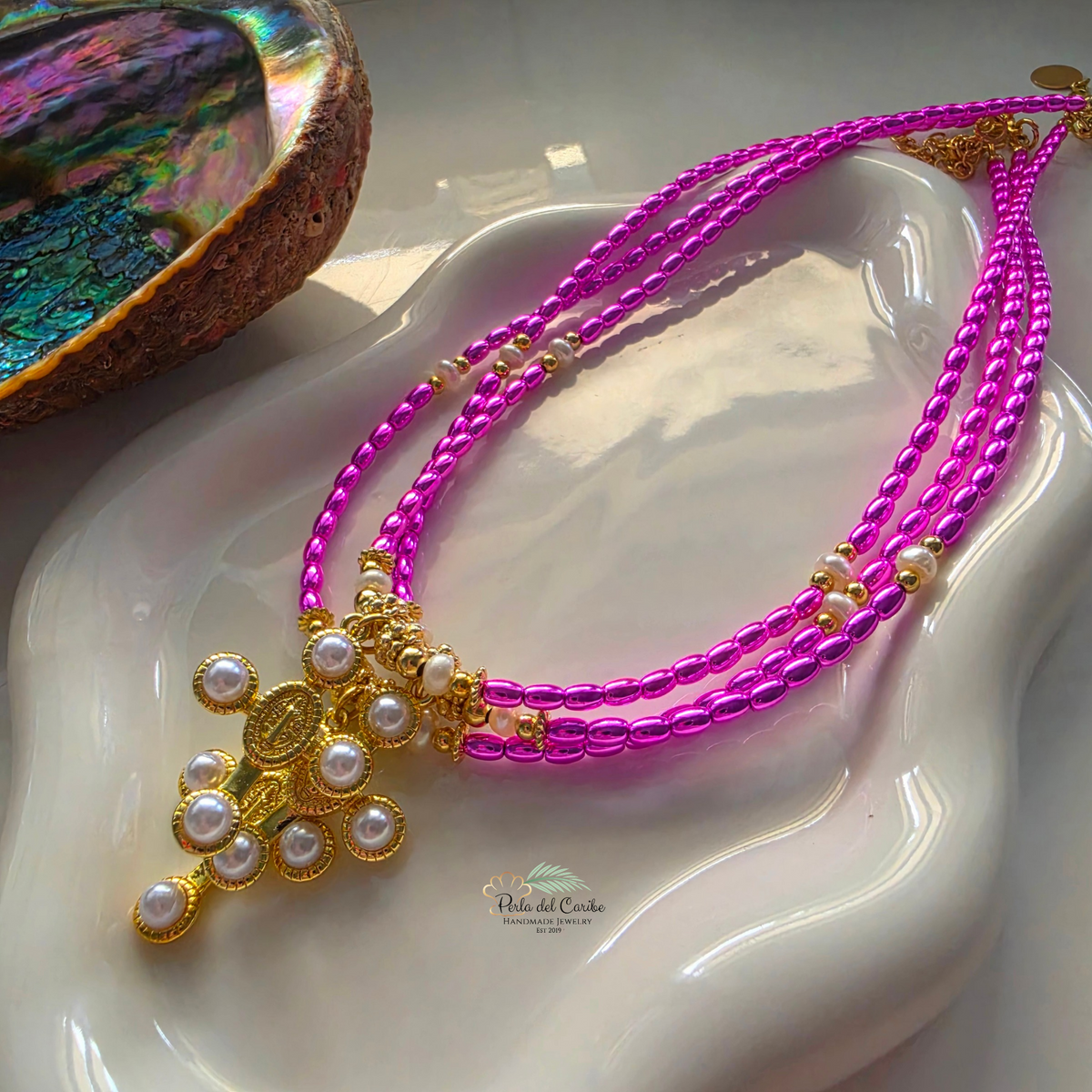 San Benito Pearl Cross Necklace