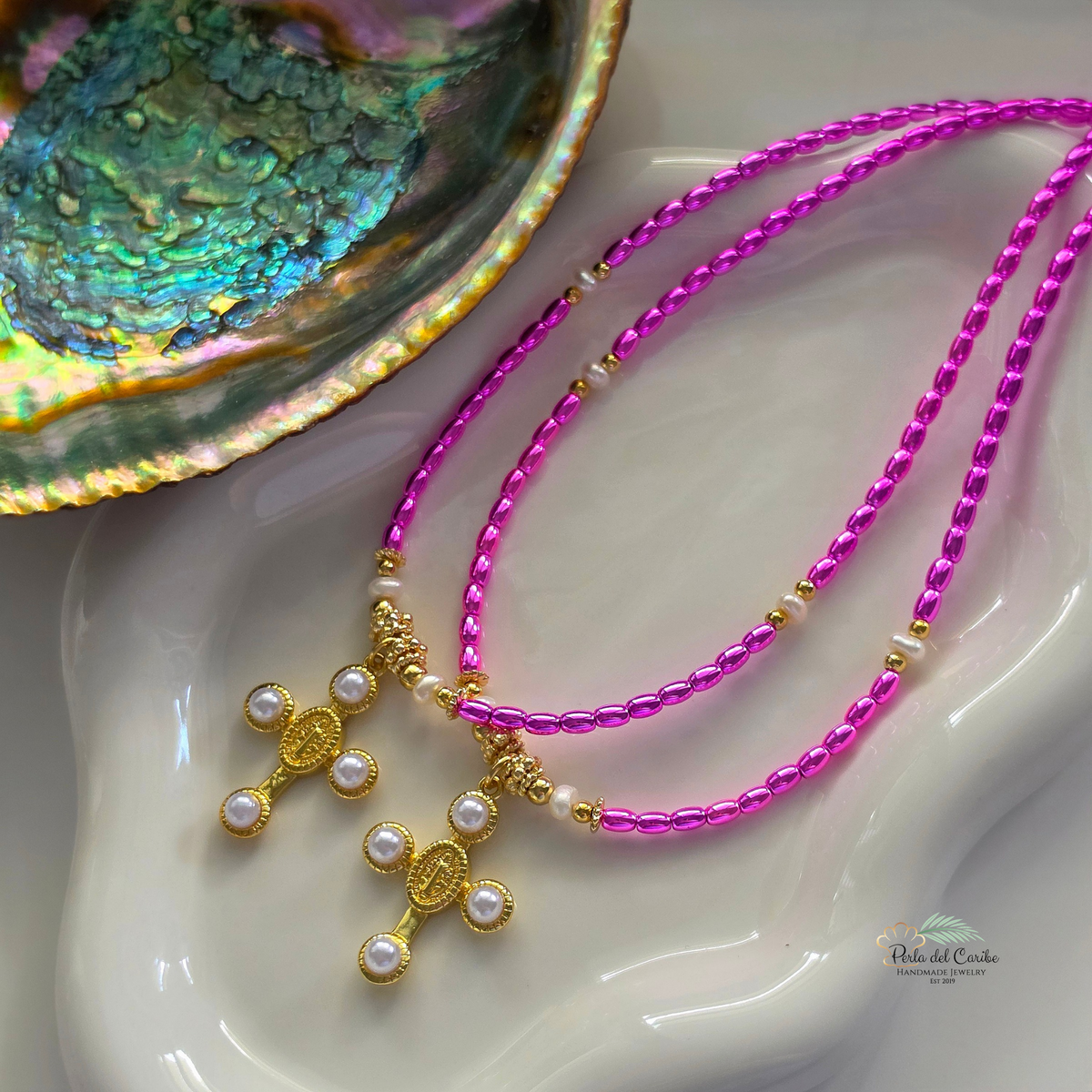 San Benito Pearl Cross Necklace