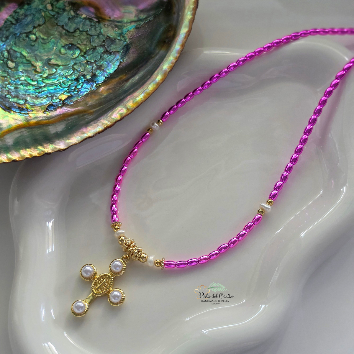 San Benito Pearl Cross Necklace