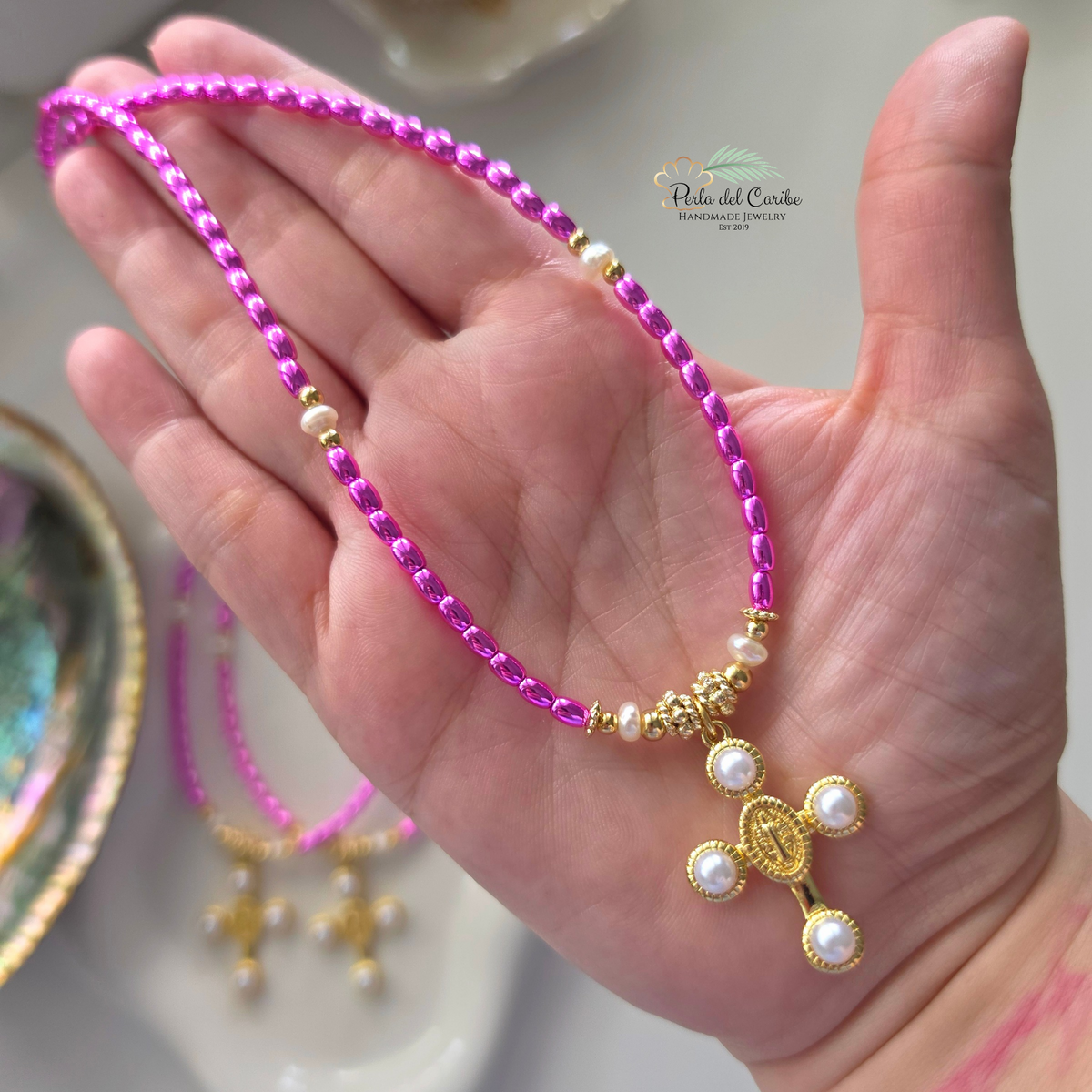 San Benito Pearl Cross Necklace