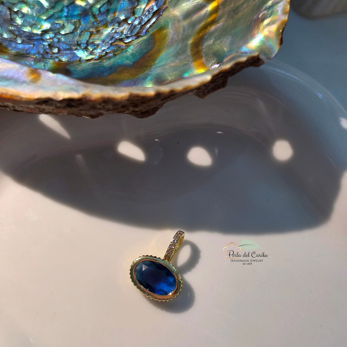 Scalloped Oval Zirconia Charm
