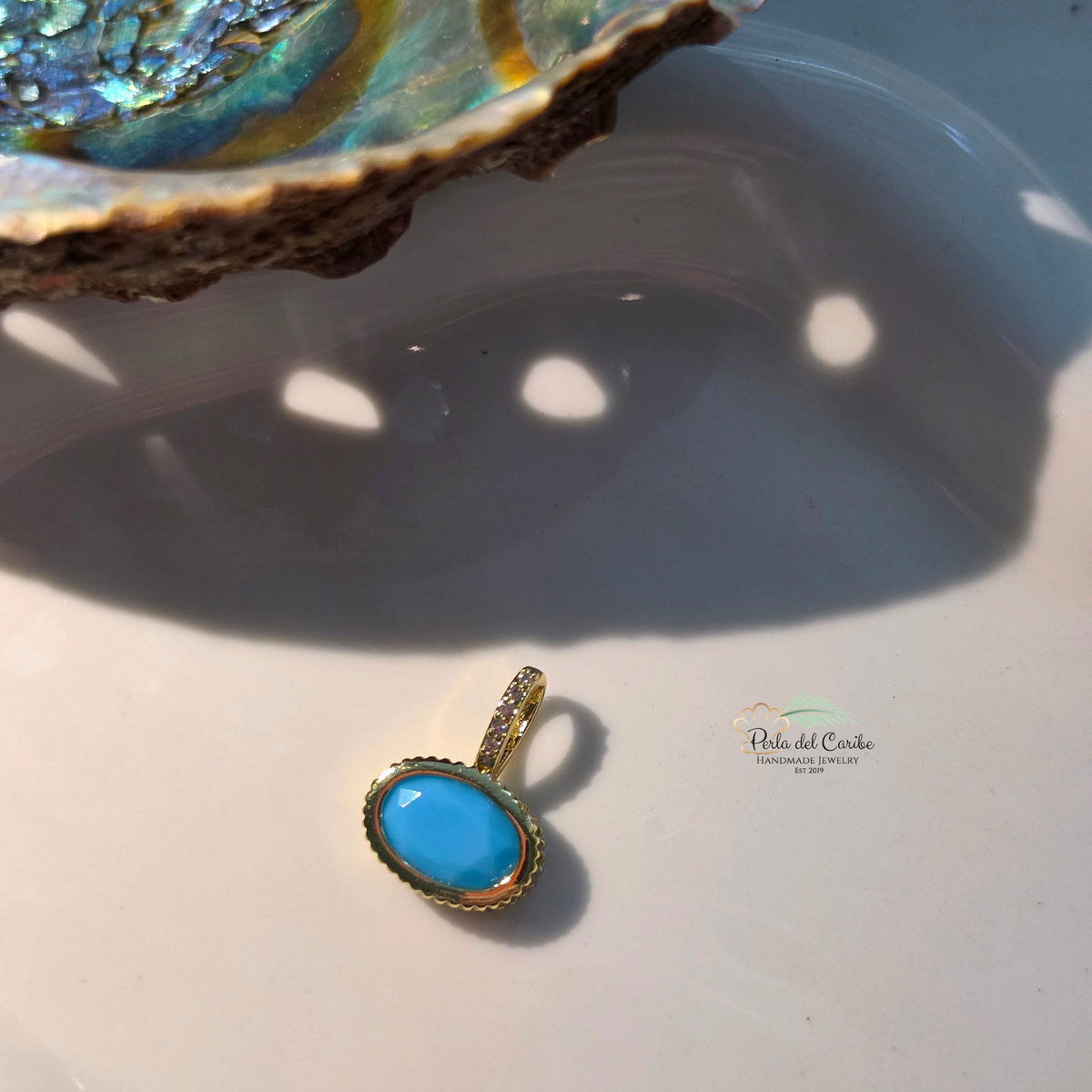 Scalloped Oval Zirconia Charm