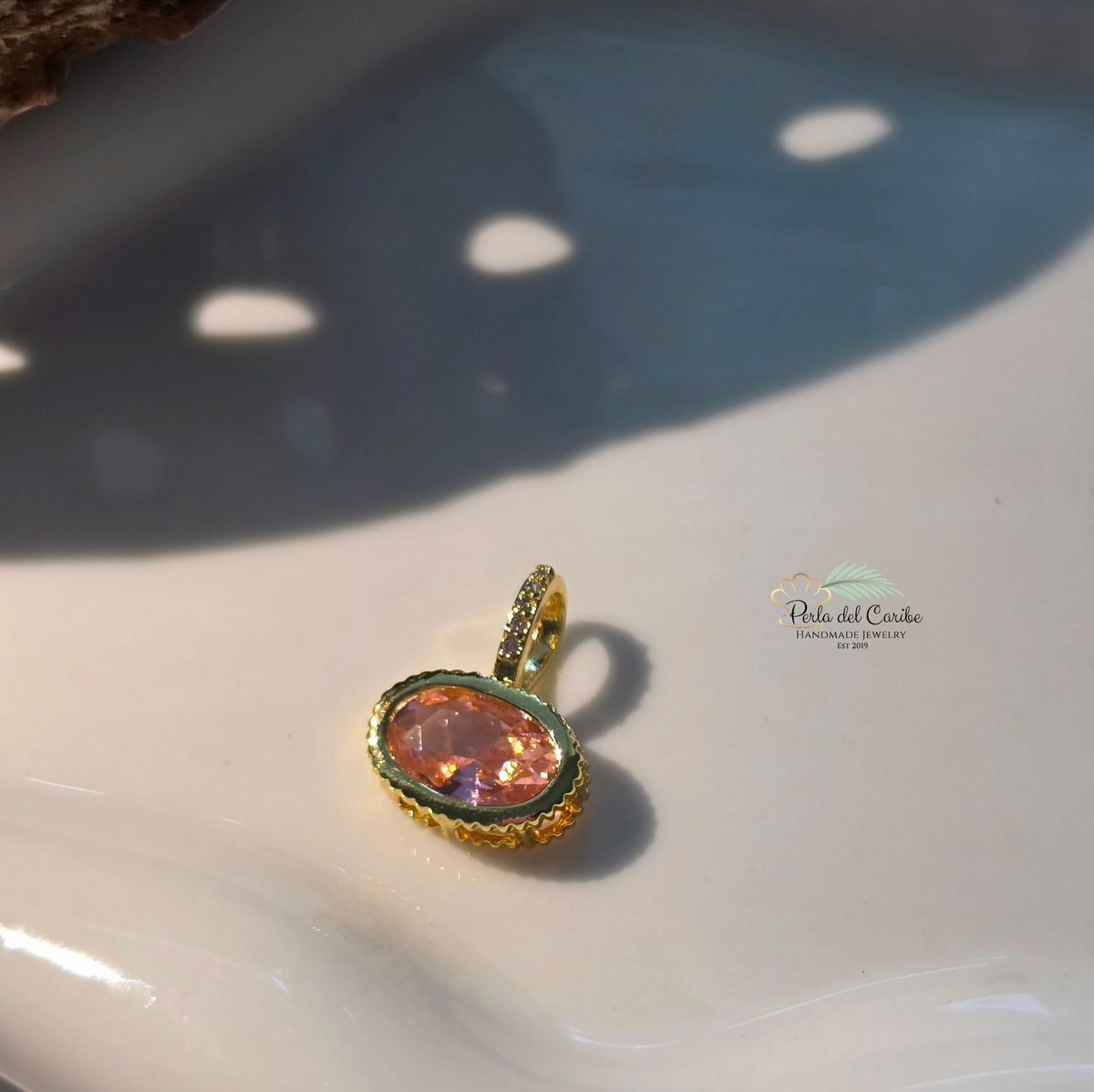 Scalloped Oval Zirconia Charm