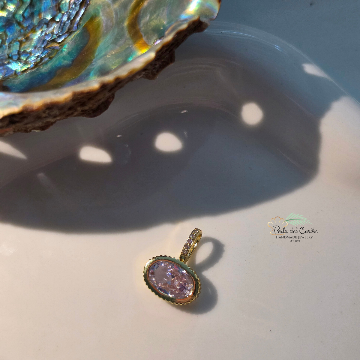 Scalloped Oval Zirconia Charm