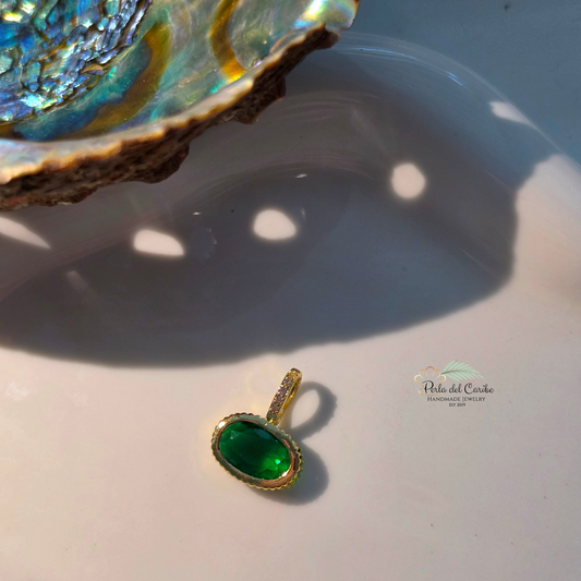 Scalloped Oval Zirconia Charm