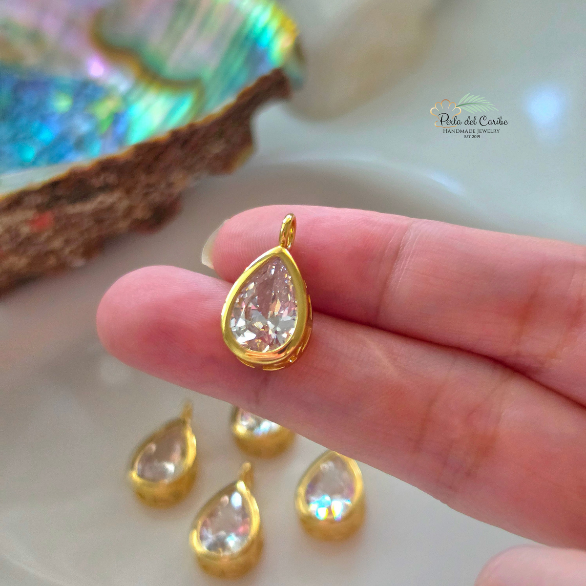 Teardrop Zirconia Charm