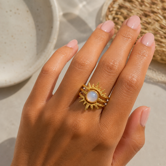 Opal Sun Stackable Ring