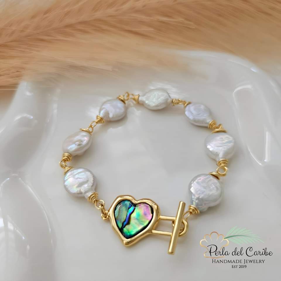 Abalone Heart Pearl Bracelet