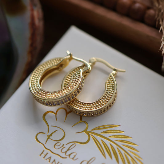 Zirconia Donut Hoop Earrings