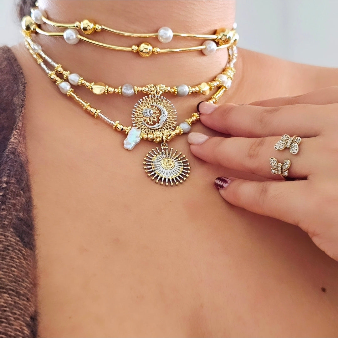 Sun & Moon Two-Tone Necklace