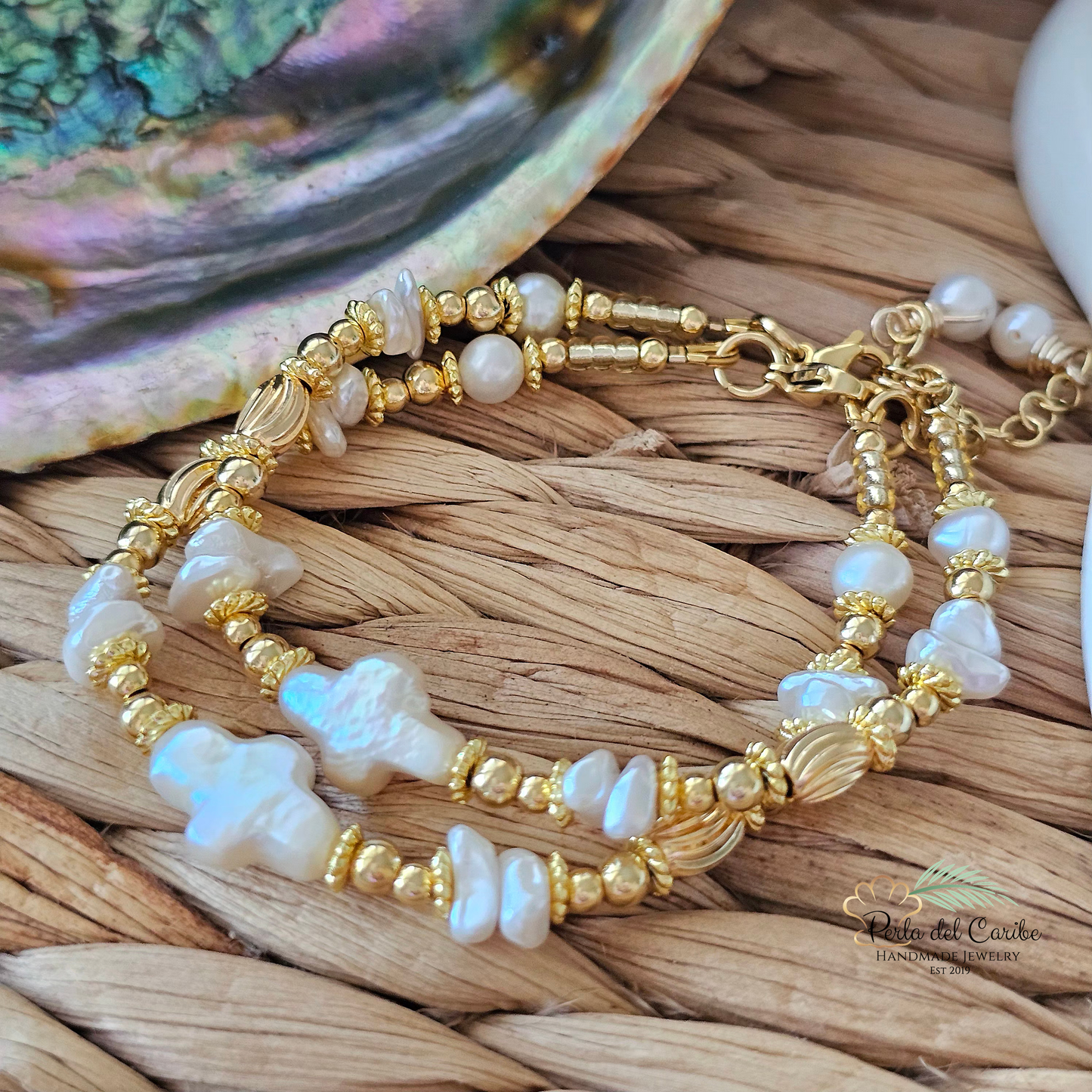 Pearl Cross Bracelet