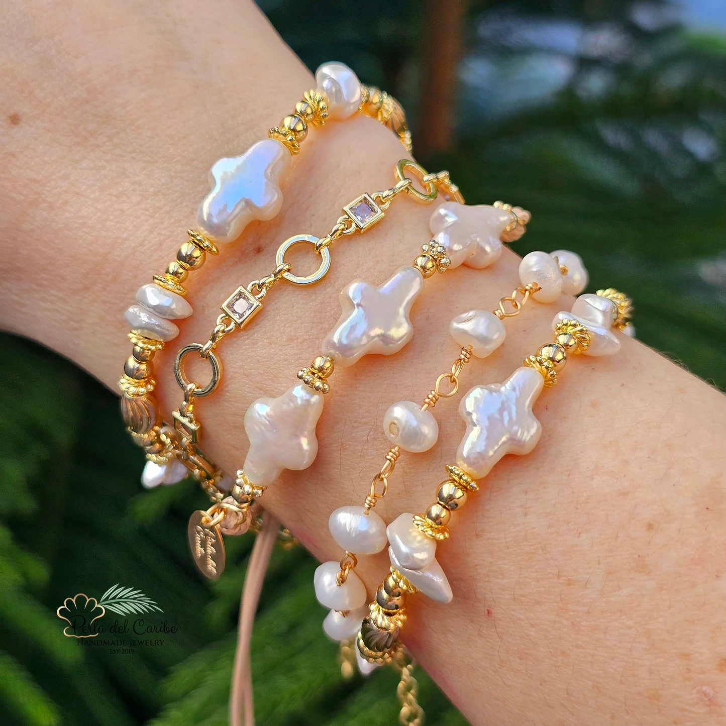 Pearl Cross Bracelet