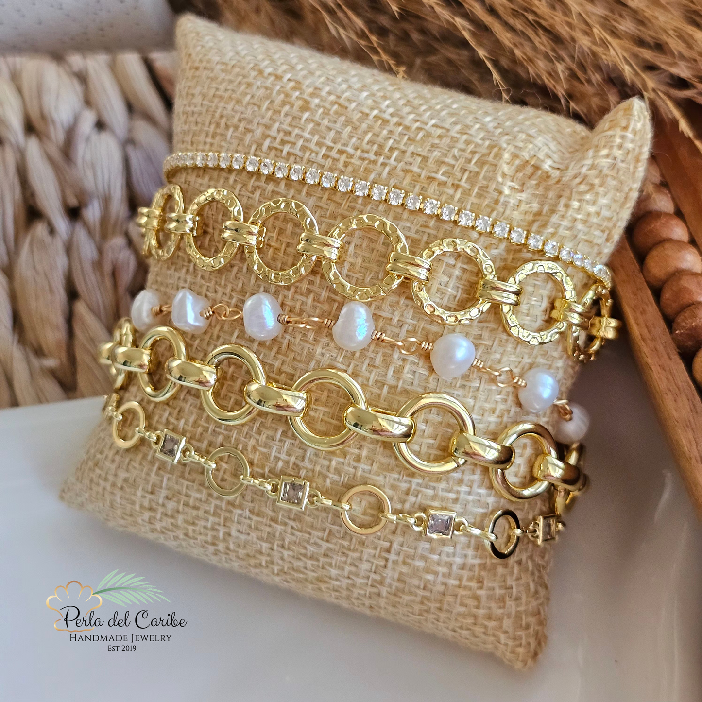 Hammered Round / Oval Cable Link Bracelet