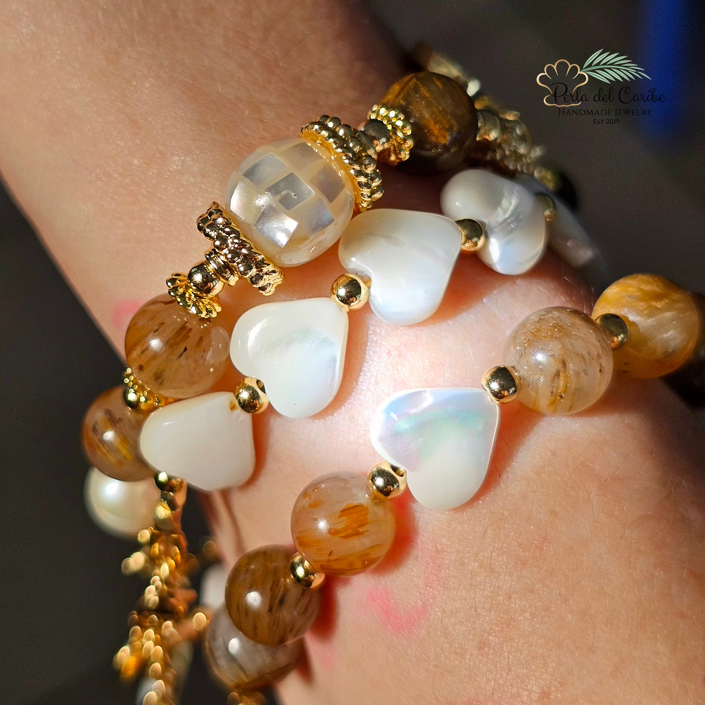 Tiger Eye Heart Bracelets (Set of 2)