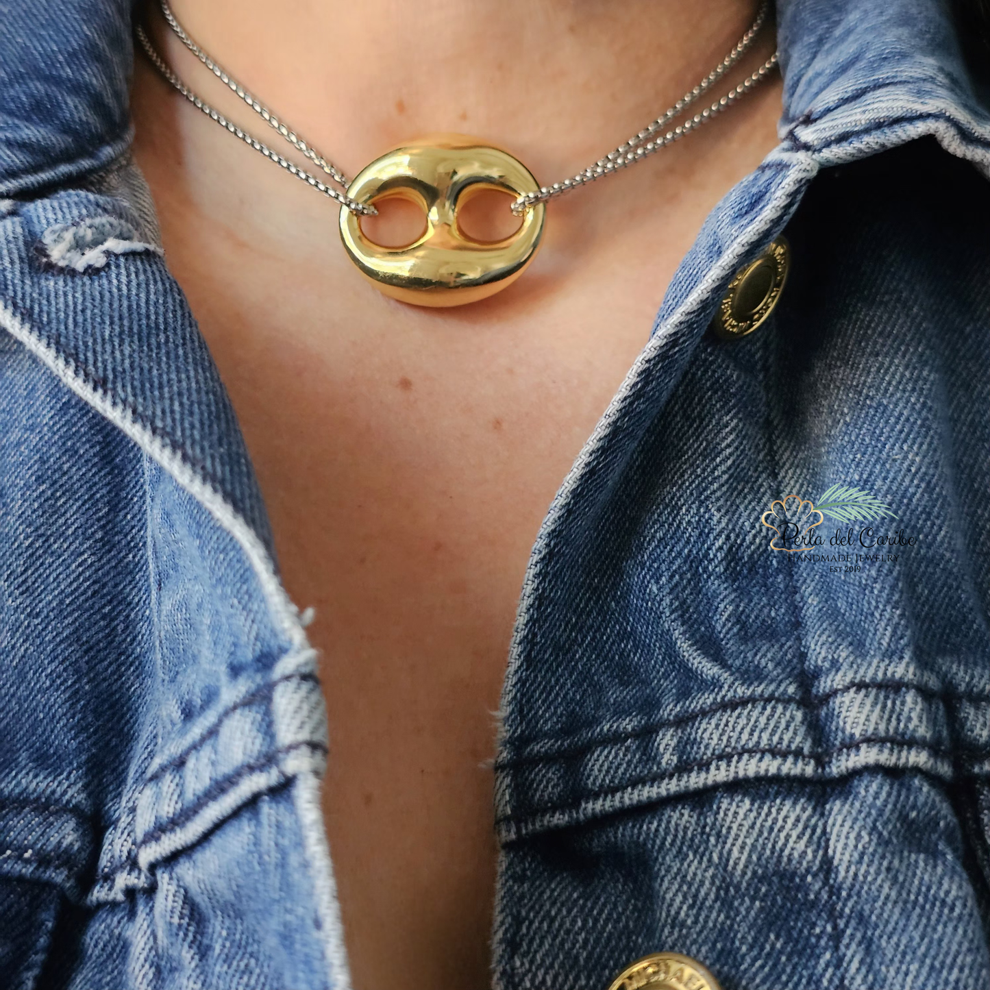Coffee Bean Two-Tone Necklace