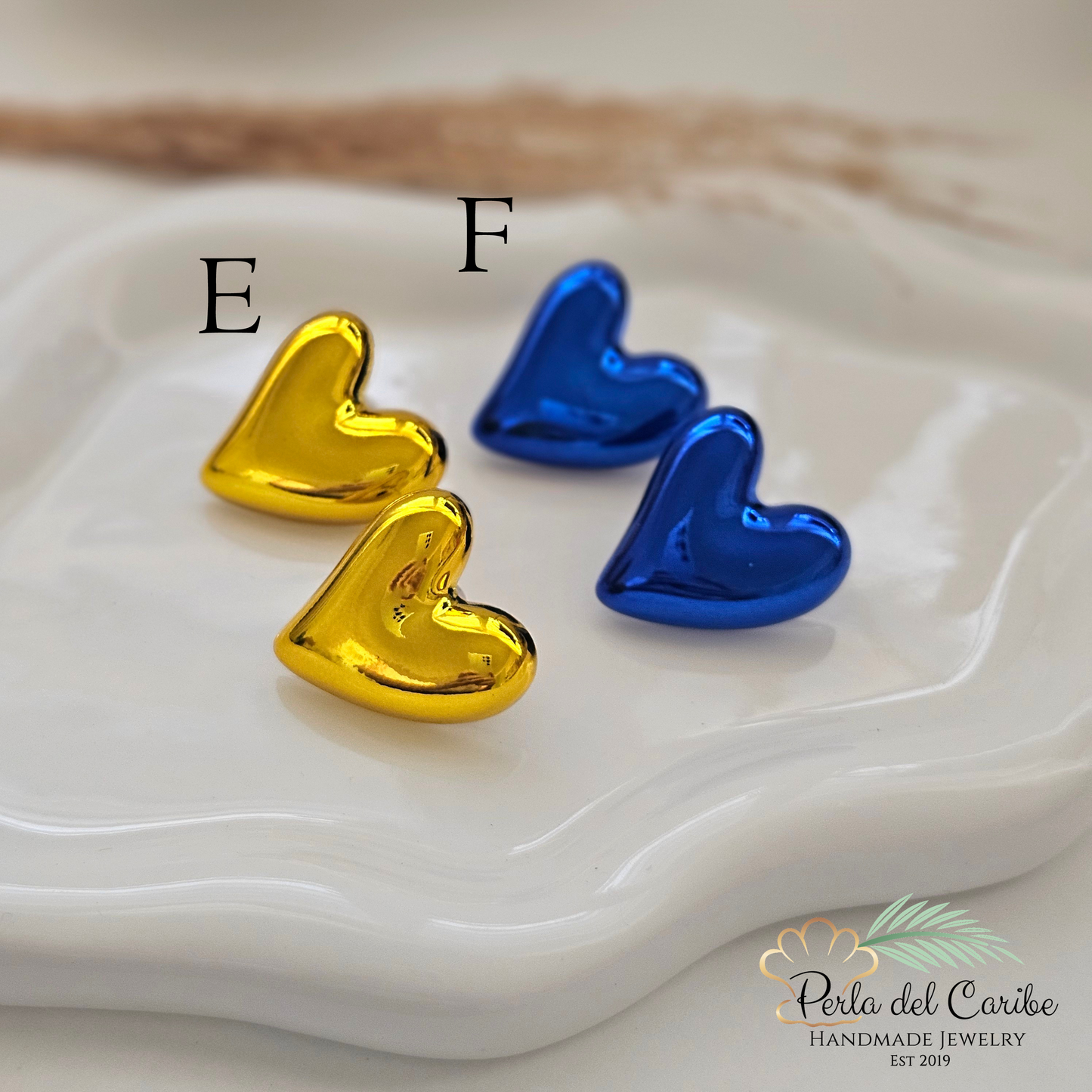 Acrylic Metallic Heart Studs